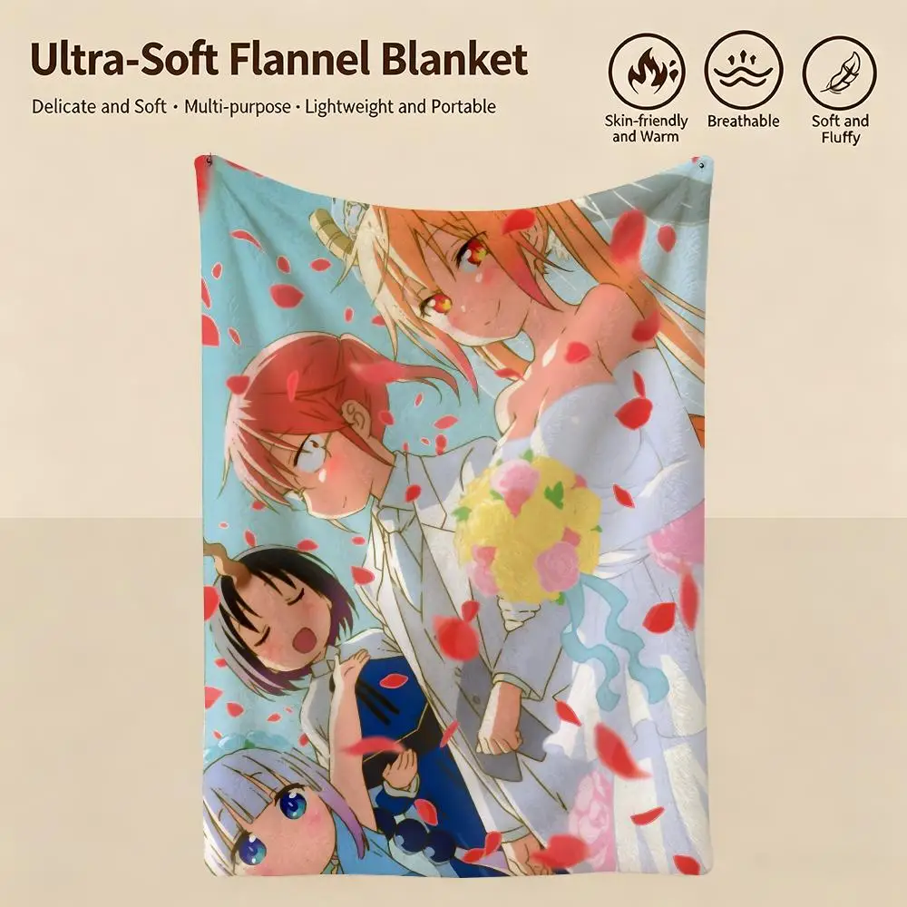 anime M-Miss Kobayashis Dragon Maid-D Throw Warm Soft Flannel Blanket, Multi-use for Sofa Bed Camping Travel Nap