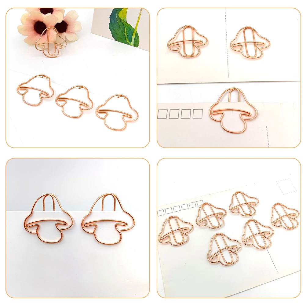 

20pcs Colored Metal Paper Clips Mushroom Shaped Desk Accessories Bulk Travel Mini Pins For Office Use