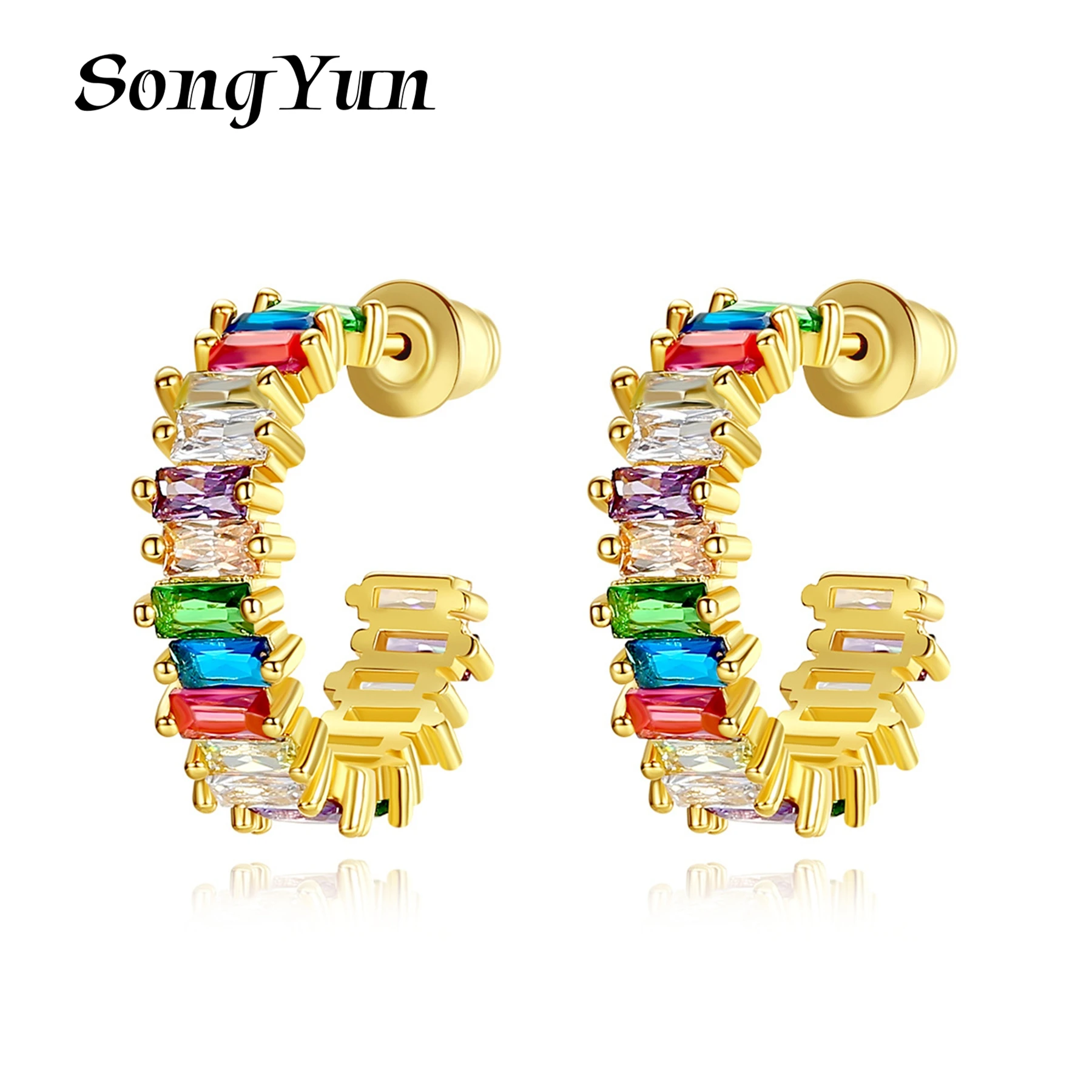 

SongYun Jewelry Manufacturer MHT Colored Gemstones Stud Earrings Ear Clasp For Women Sweet Candy Style Earrings Stud Jewelry