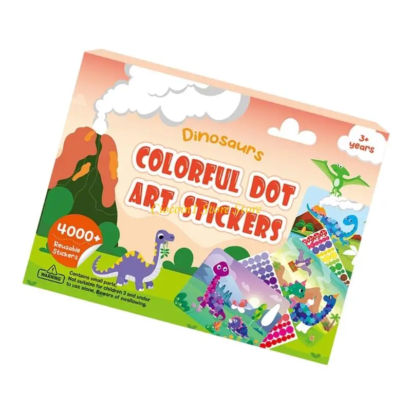 A3PC Fun Educational Cartoon Dot Art Sticker Pack Kids Sticker For Early Learning