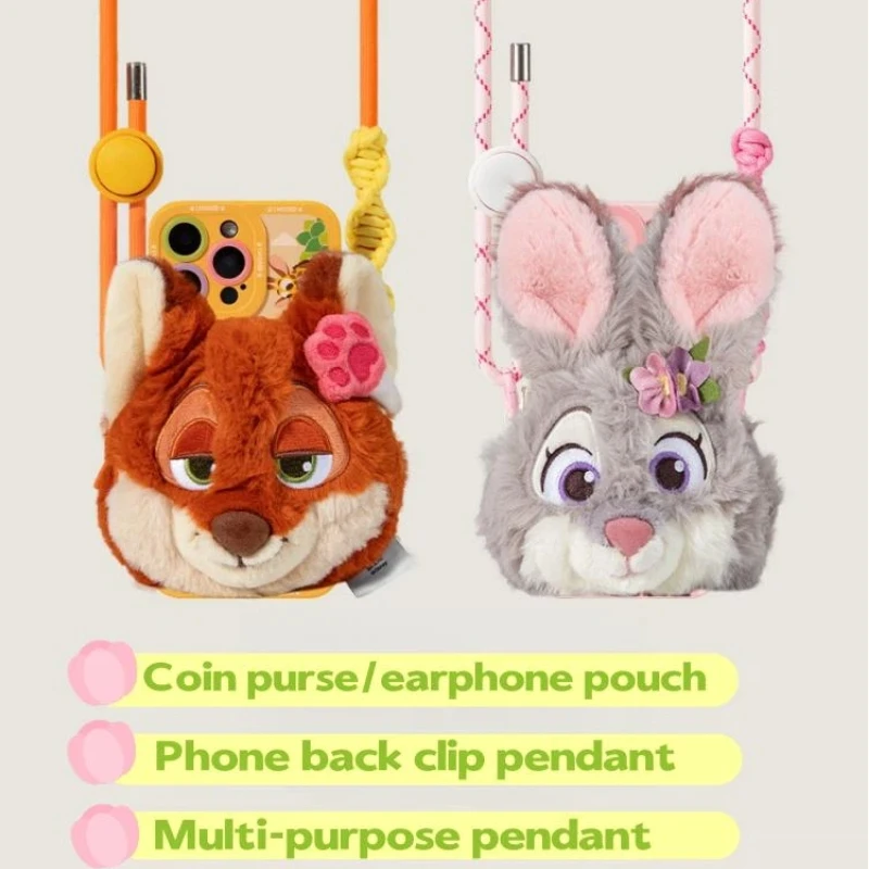 

Многофункциональный подвесной аксессуар Disney Zootopia Nick and Judy, кошелек для монет, задний зажим для телефона, цепочка для телефона через плечо, практичные подарки