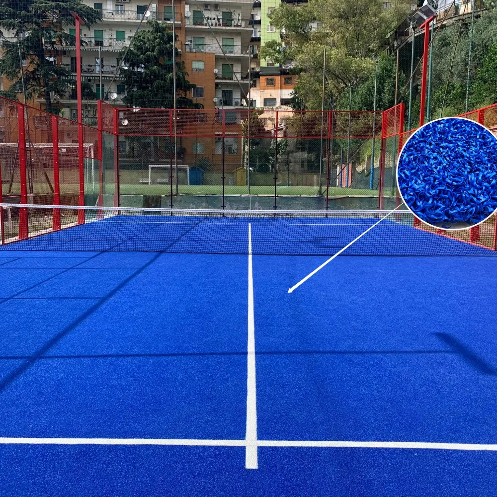 

Top Quality Blue White Line Paddle Tennis Courts Artificial Grass PU Backing Anti-UV 10m*20m Outdoor Padel Court Rug Grass