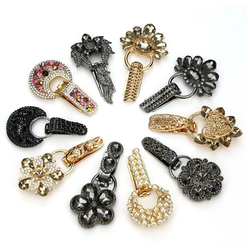 1pcs Metal Fur Coat Buttons Rhinestone Duckbill Buckle For Fur Coat Collar Accessories