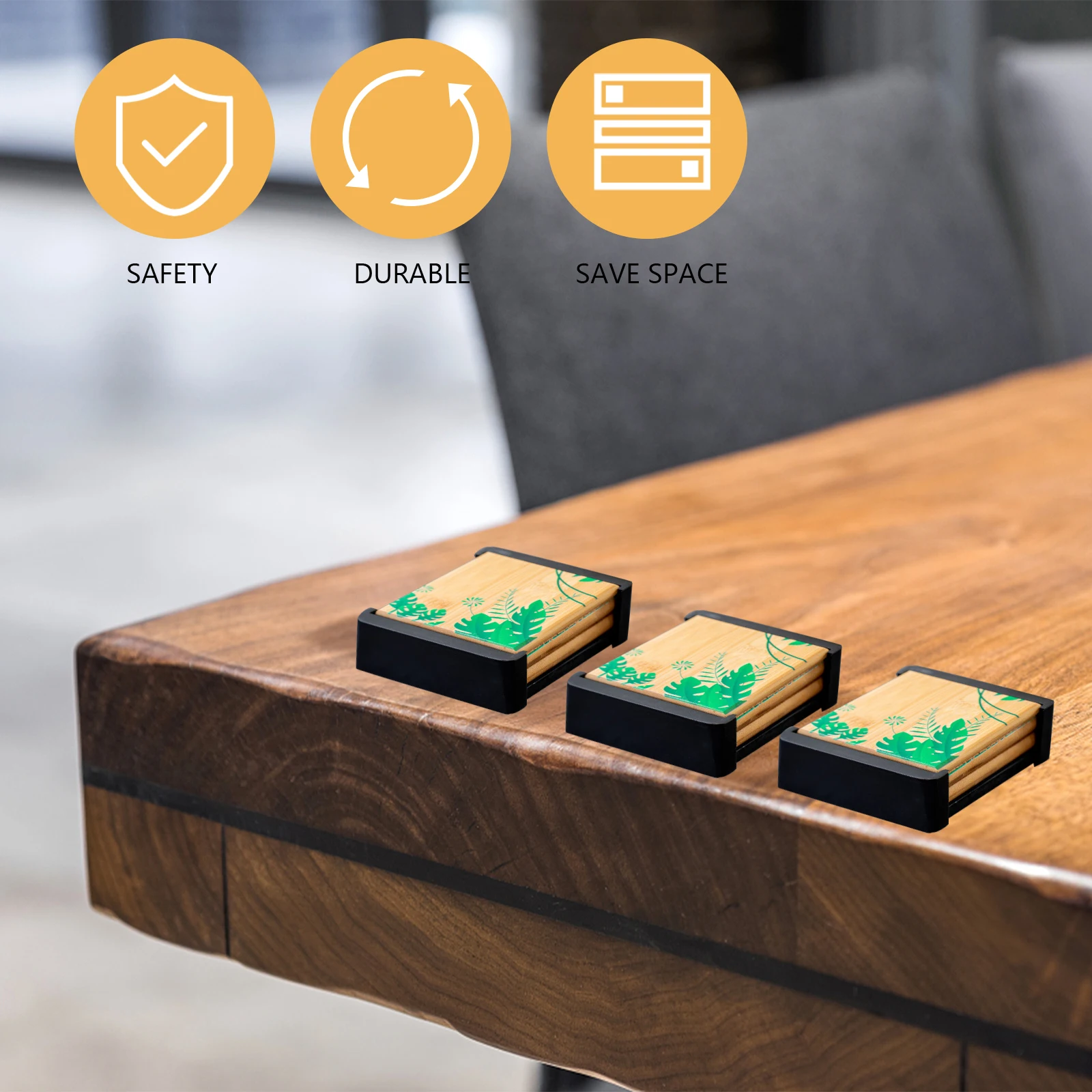 

Wood Coaster Holder Natural Wood Organizer for Stacking Coasters Phone Business Cards Wooden Coaster Holder