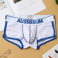 AUSSIEBUM men's boxers low waist U convex design jockstrap underwear College style youth elastic sexy pants