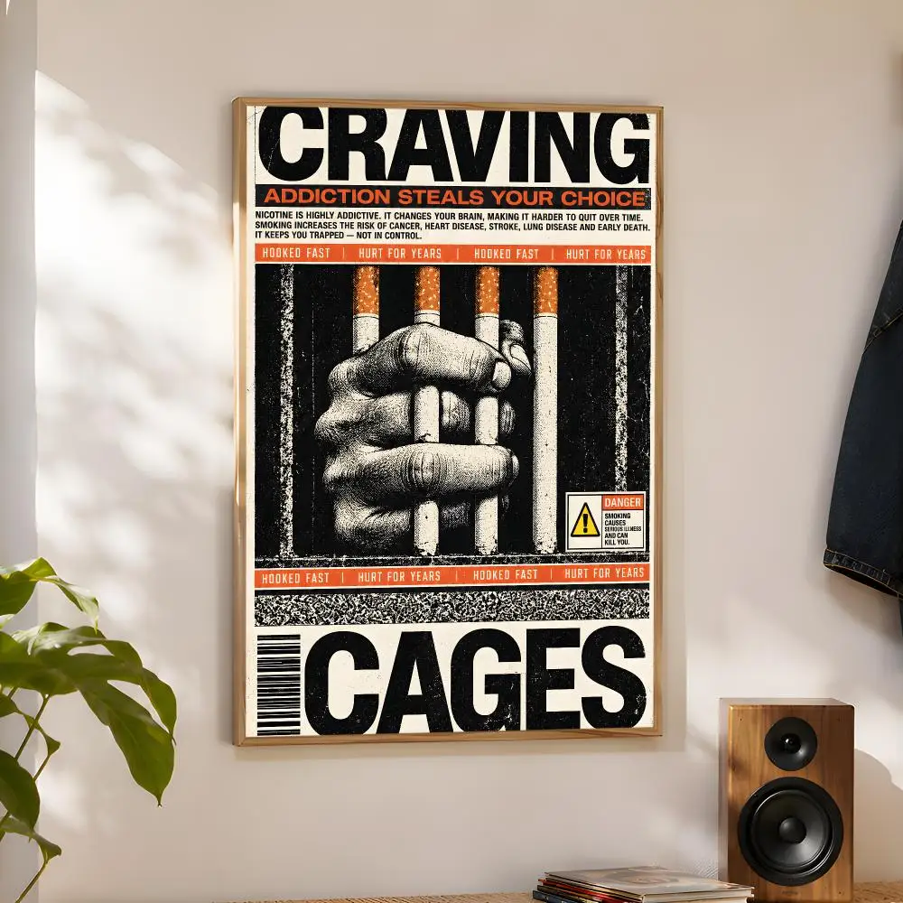 Vintage Anti-Smoking Awareness Poster Home Artwork For Living Room Bedroom Office Dorm Apartment Gift