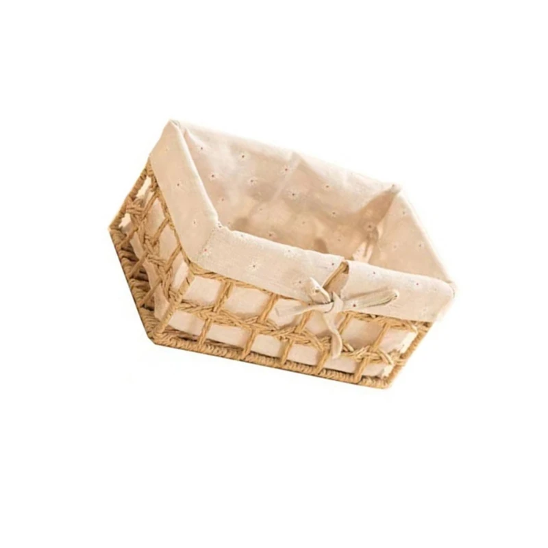 Natural Paper Rope Woven Organizers Sturdy Desktop Storage Basket Portable for Keeping Desktops Clean and Tidying