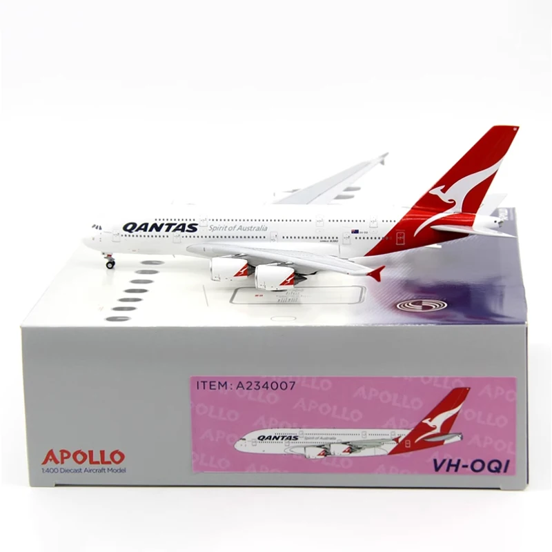 APOLLO Diecast 1:400 Scale Qantas A380-800 VH-OQI A234007 Aircraft Simulation Alloy Finished Souvenir Hobby Collection Toy