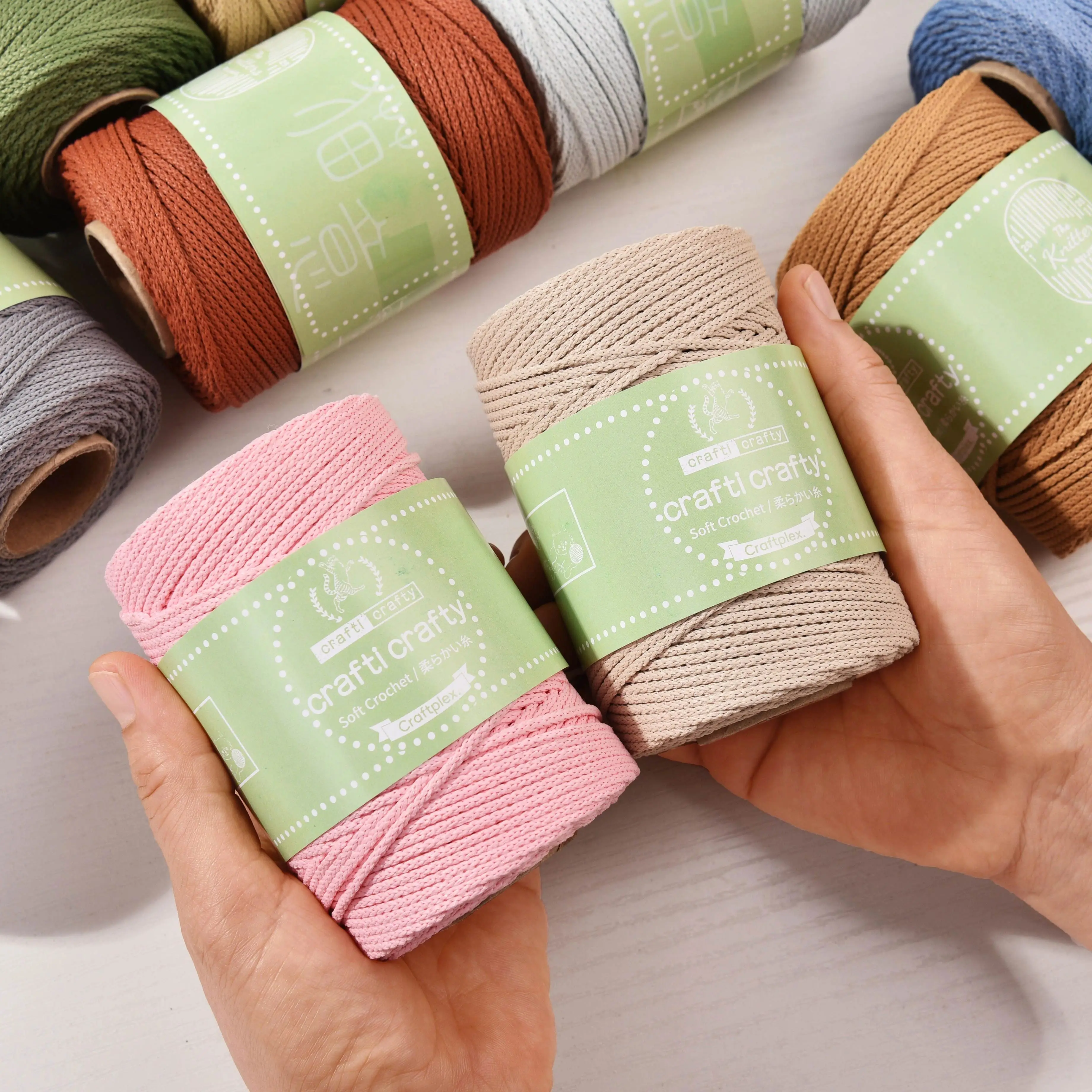 2mm x 100M Soft Lightweight Polyester Macrame braid cord for Hand Knitting & Bag Making Rope Rug knitting cord