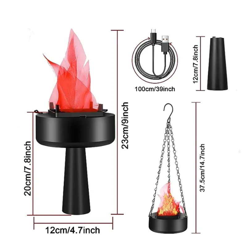 ABKP-USB Lampada da falò elettrica portatile ricaricabile 3D con fuoco falso, lampada a fiamma finta Luce a fiamma finta