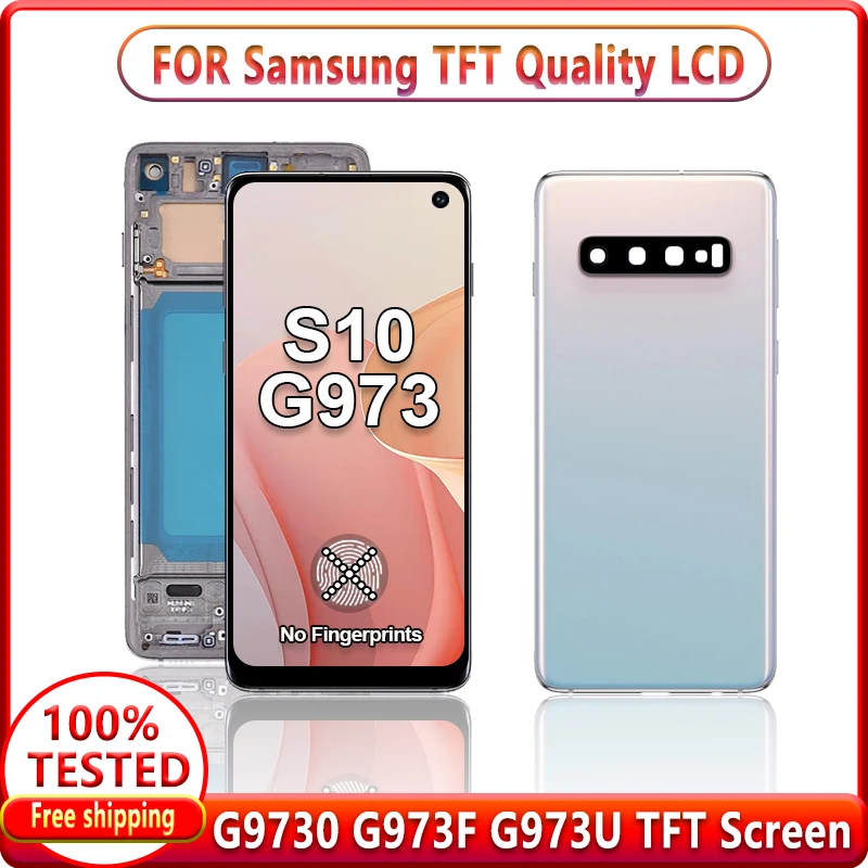 

ЖК-дисплей TFT для Samsung Galaxy S10 G973, дисплей G973F G973U G973N G9730 с сенсорным экраном и дигитайзером в сборе, с рамкой