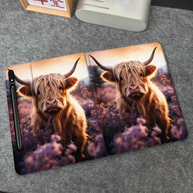 

Art Flower Cow Dog Gift For Samsung Galaxy Tab S6 S7 S8 S9 S10 FE Plus Lite Soft Flexible Support Tablet Case