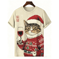 Men's 3D funny cat T-shirt with high-definition printing dark street hip-hop style O-neck short sleeved loose casual top