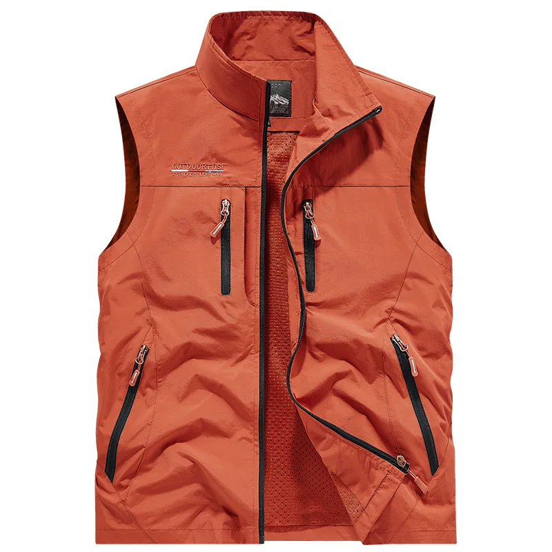 New Fashion Men Mesh Thin Fishing Waistcoats Outdoor Waterproof Sleeveless Jackets Men Breathable Quick-drying Vests Coats 5XL