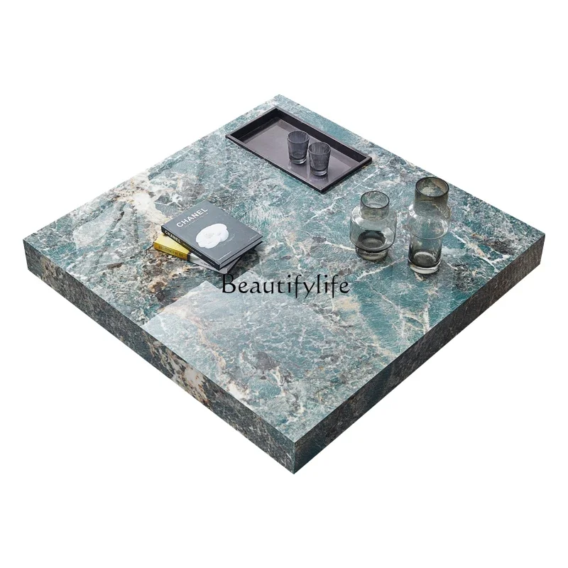

Square rock slab coffee table modern minimalist living room