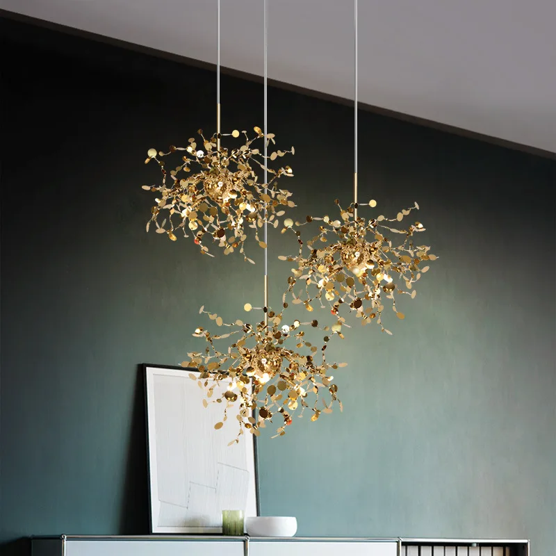

Modern minimalist clothing store decoration lighting design creative round stainless steel disc restaurant bar window chandelier