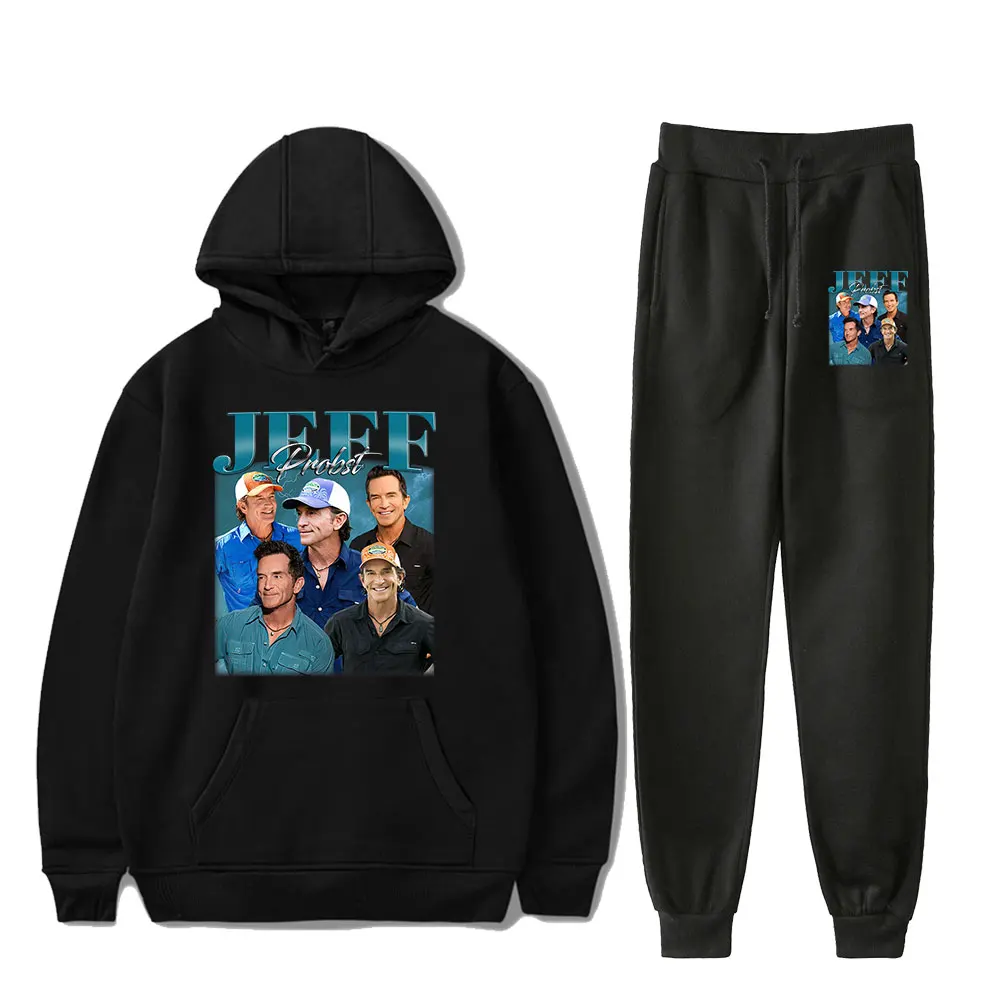 Jeff Probst Vintage 90s PULLOVER Merch Hoodies Set Sports Men Women Fashion Hoodie Pants Two-Piece Pullover