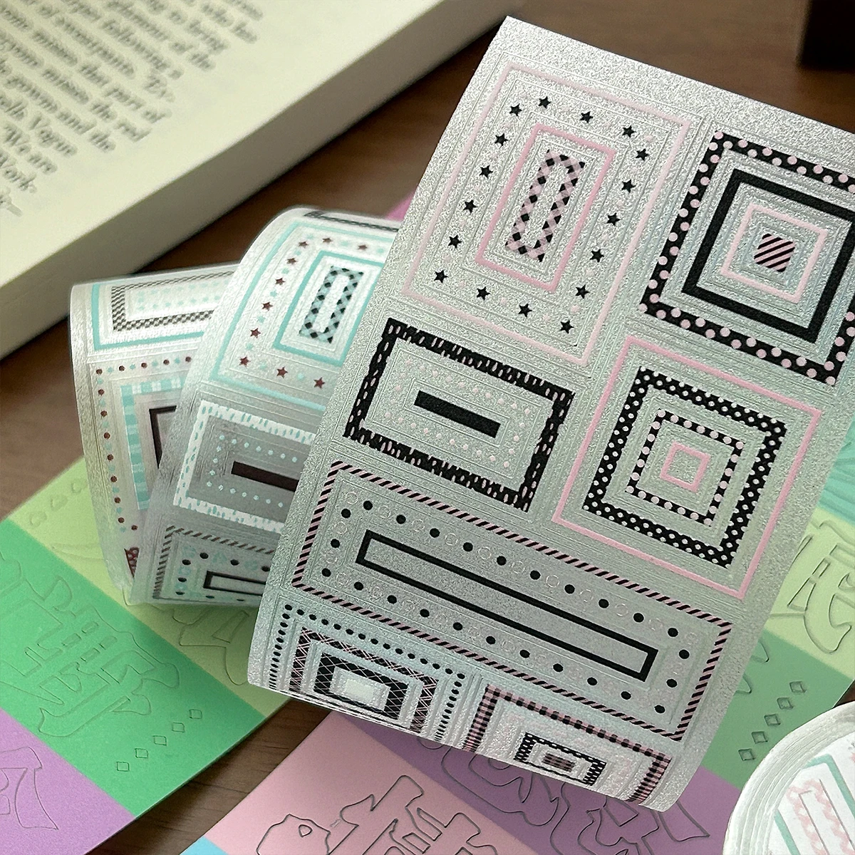 WAKAWAKA Glitter Sand Text Sticker Roll Decorative Stickers Scrapbook Sticker Autumn Vintage Guca Craft Deco Stickers