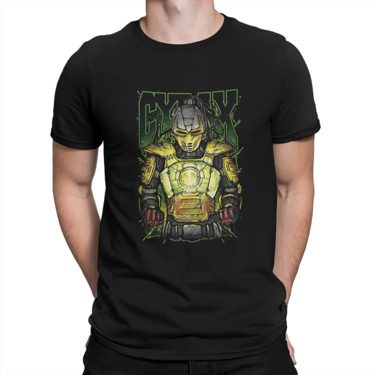 Mortal Kombat Mk Games Newest TShirt for Men Cyrax Round Neck Basic T Shirt Distinctive Birthday Gifts OutdoorWear