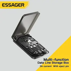 Essager 4 in 1 USB C To USB C Cable PD 60W Fast Charging Data Cord for iPhone Xiaomi Type C Micro Cable With Holder Storage Box