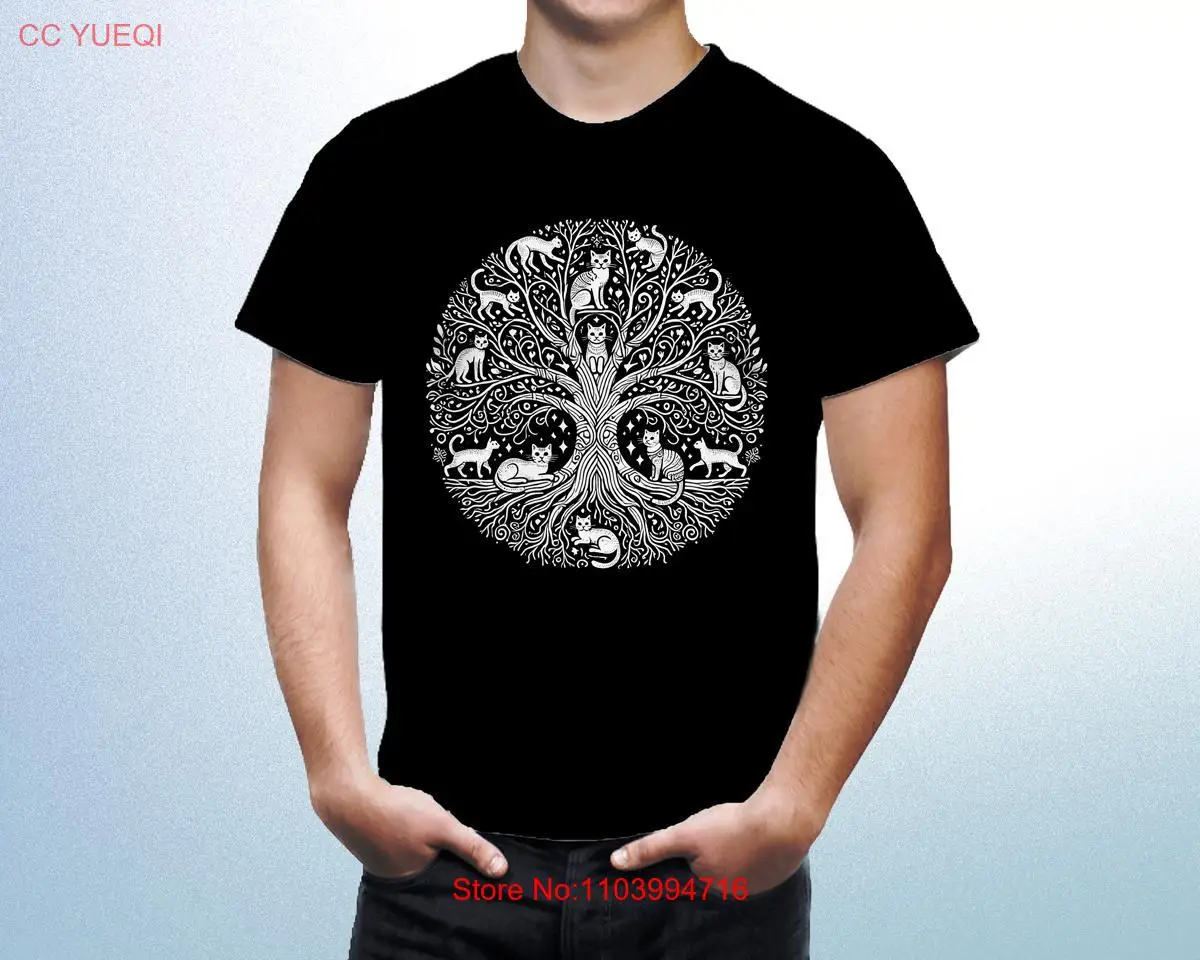 

Tree of Cats T Shirt Black 100 Cotton Exclusive Artwork Cute Design long or short sleeves