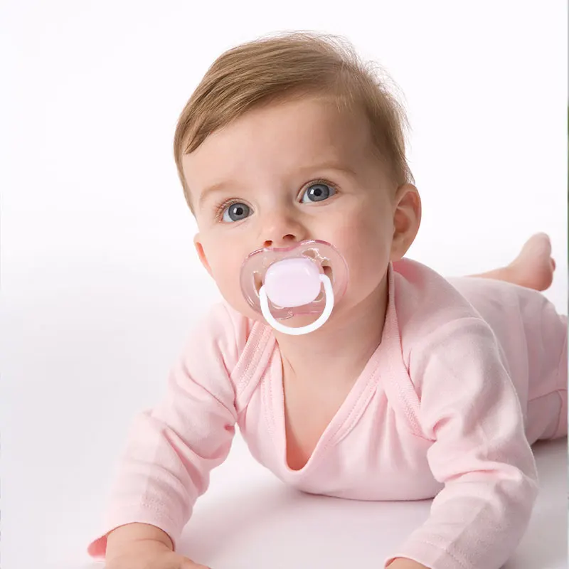 1pc Baby Pacifier With Dust Cover Lid Nighttime Flat And Day Round Silicone Nipple PP Lid And Handle PCTG Baffle Soft Soother
