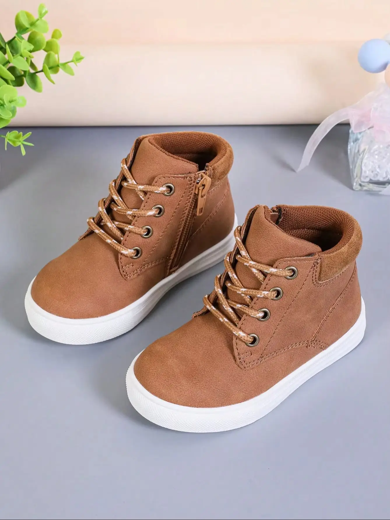 New Kids Side Zip Slip-on Ankle Hiking Boots, Comfortable & Breathable, Warm, Waterproof & Anti-slip for Outdoor Activities