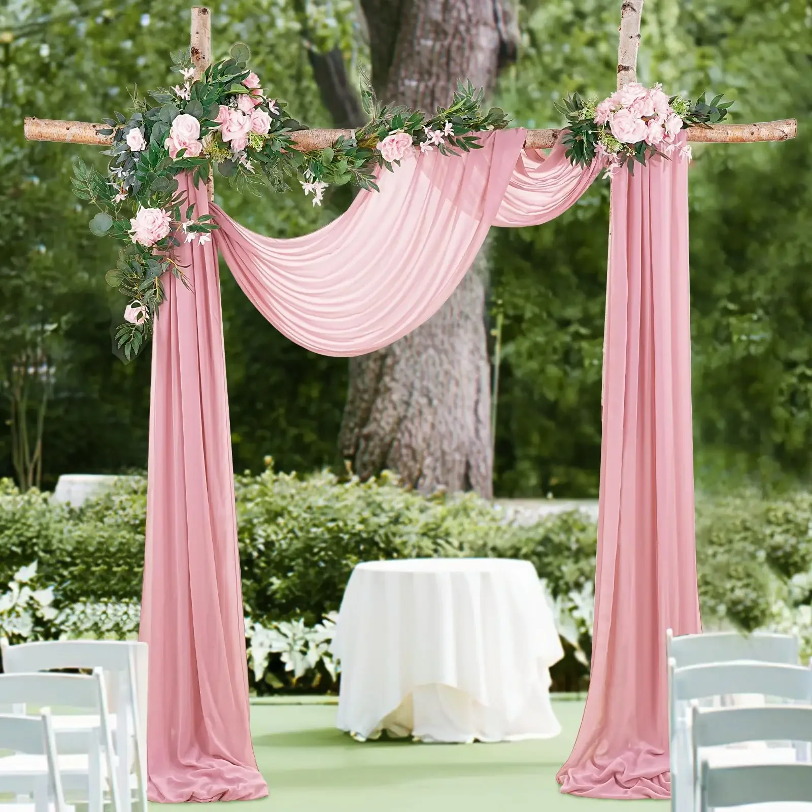 

Wedding Arch Draping Fabric Dusty Rose Chiffon Fabric Drapery Party Ceiling Drapes Archway Drapes for Wedding