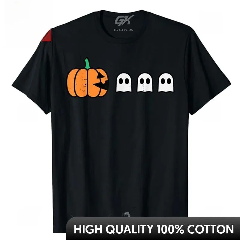 Fantasia de Halloween para Gamers: Camiseta de Fantasma com Abóbora para Homens, Meninos e Crianças - Roupa de Fantasia em Outro Material 100%