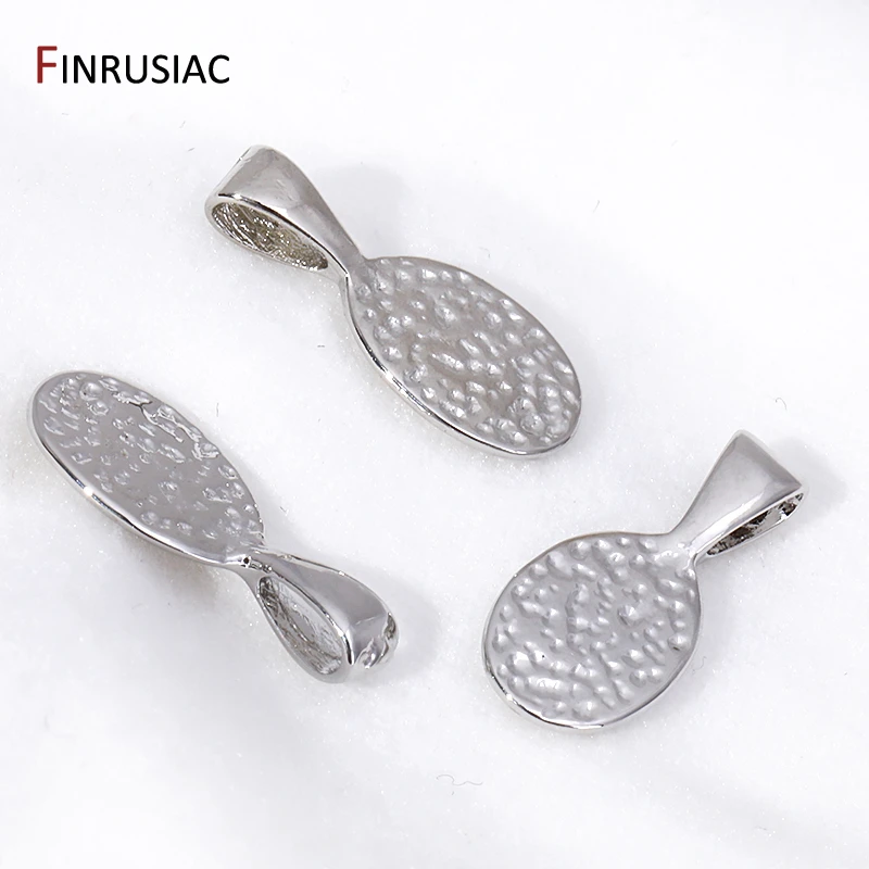 Trendy Rhodium Plated Brass Oval Pendant Bail Connector,Glue-On Pendant Bails With Ring For Bracelet Necklace Making Supplies