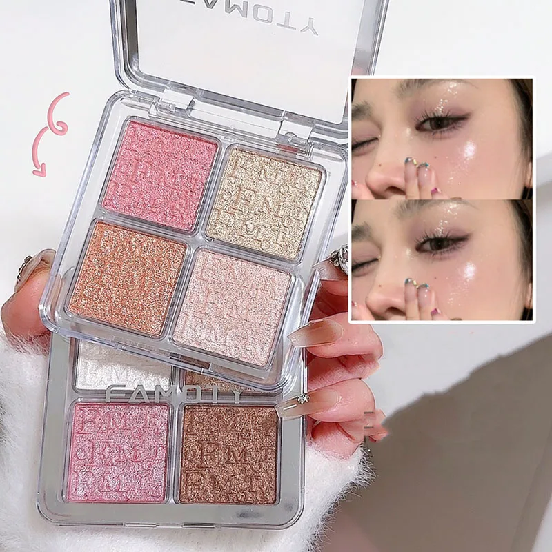 4 Color Highlighter Powder Palette Diamond High Gloss Shine Fairy Powder Bronzers Contour Face Body Illuminator Makeup Cosmetics