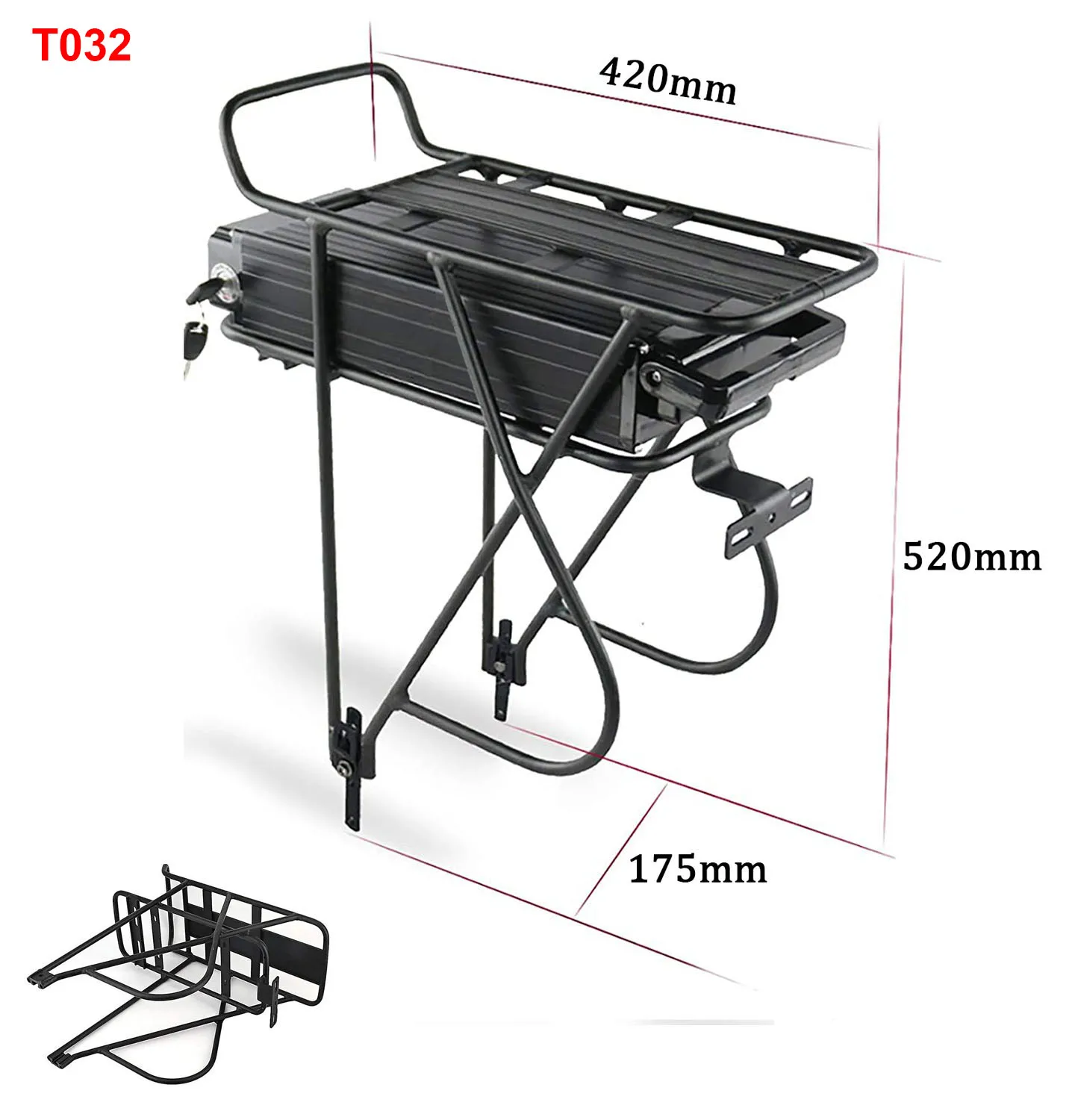 48V 52V 36V Rear Rack eBike Battery 20Ah 15Ah 13Ah for 24\