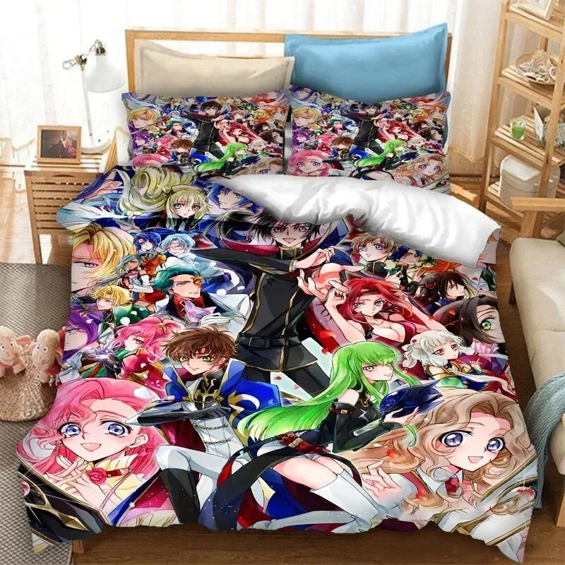 3D Printed Anime Code Geass Duvet Cover Lelouch C.C. Bedding Set Double Twin Full Queen King Adult Kids Bedclothes Quilt Cover