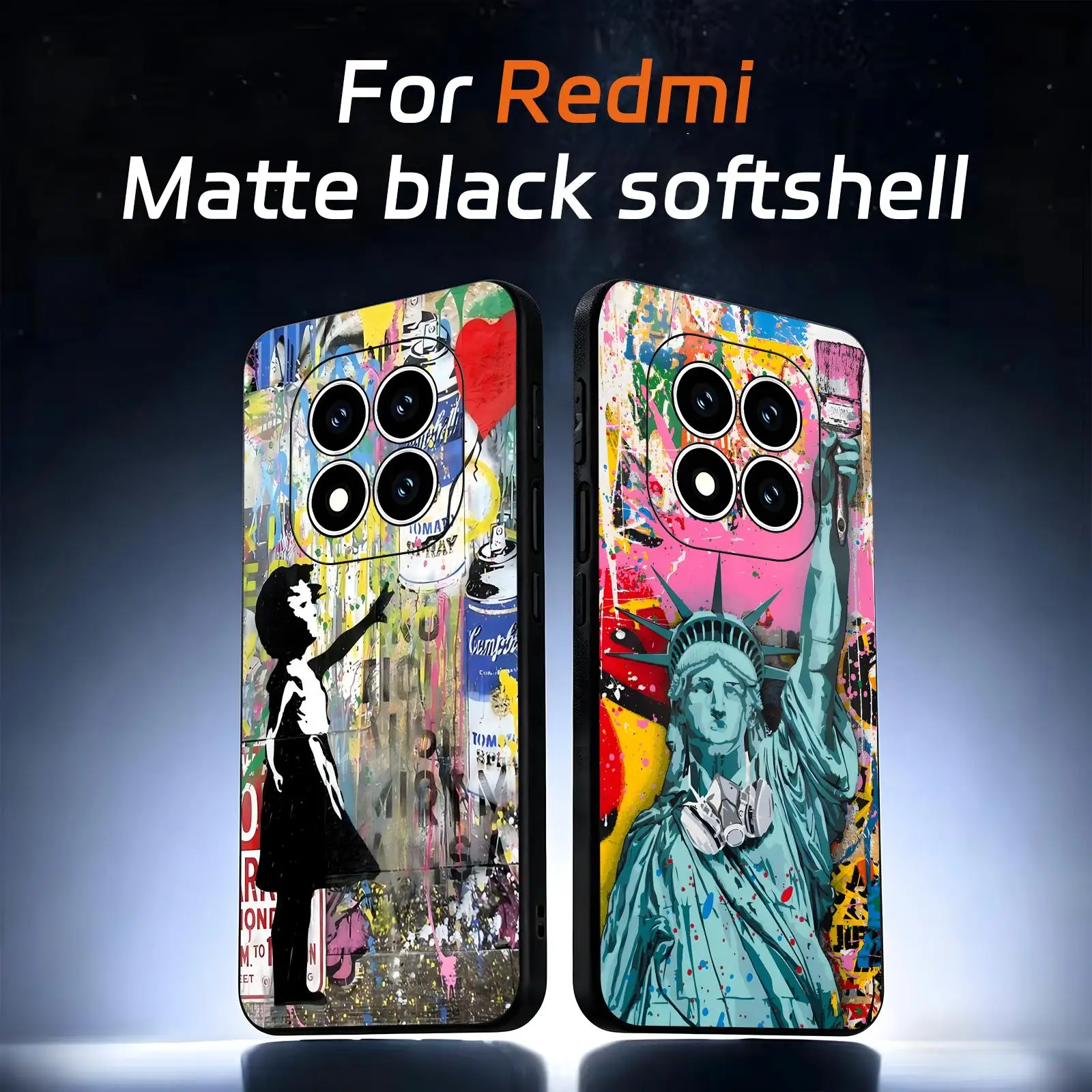 Coque de téléphone avec art Graffiti Banksy, étui noir souple pour Redmi Note15 14 13 12 11Pro Plus 5G 14C A3