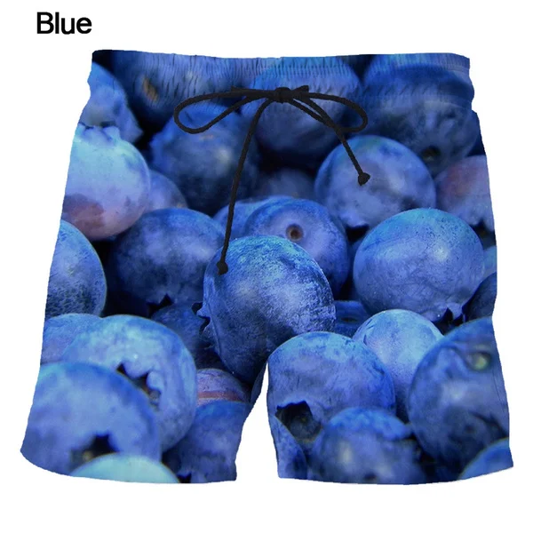 Pantaloncini da spiaggia da uomo divertenti pantaloni corti 3D pantaloncini da spiaggia con stampa di frutta pantaloncini Streetwear Rock