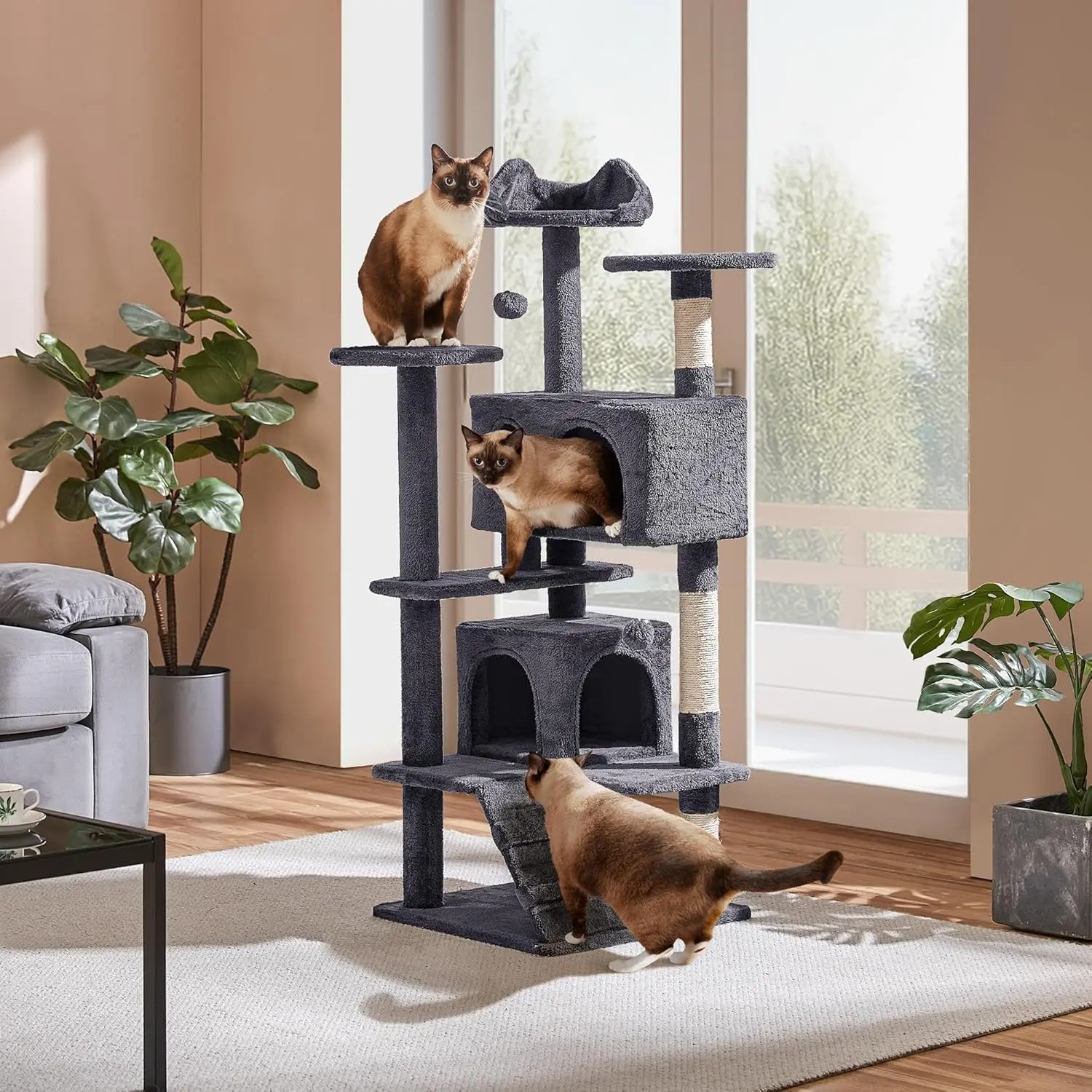 54in Cat Tree Tower Condo Furniture Scratch Post for Kittens Pet House Play