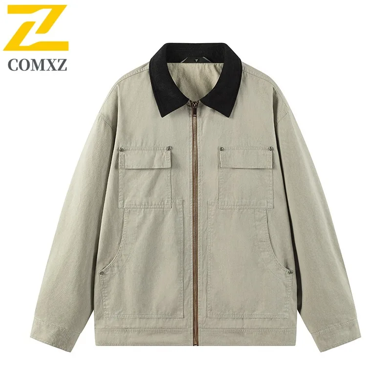 

COMXZJacket Retro-Futuristic Flight Men Women Loose Fit Vintage Hong Kong Style Waterproof Windproof Coat windbreaker Streetwear