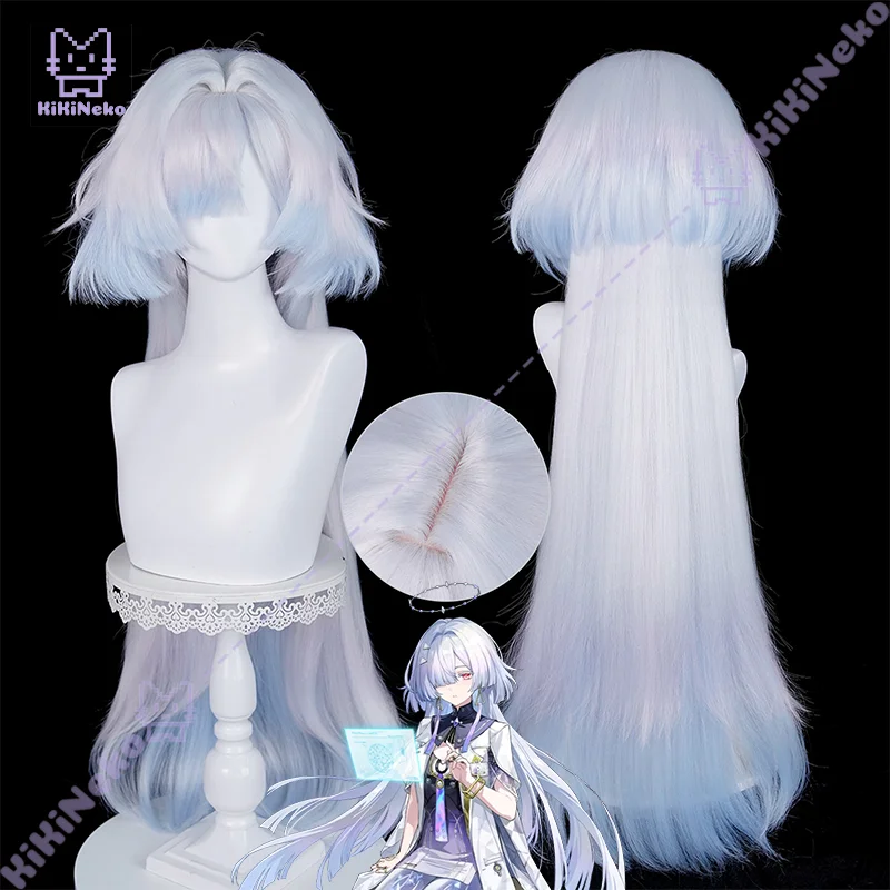 Game Wuthering Waves Mornye Cosplay Wig Short Shaggy Bangs Long Straight Gradient Cosplay Wig For Comicon Party Adult Women Men