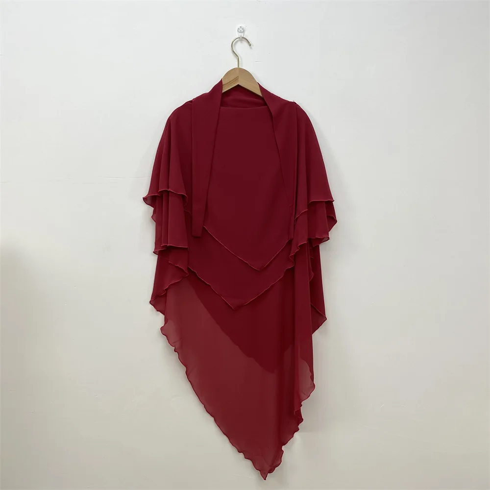 Hijabs de Duas Camadas para Mulheres Muçulmanas, Khimar Longo, Lenço na Cabeça, Dubai, Turco, Vestuário Islâmico, Ramadã, Eid Headdress