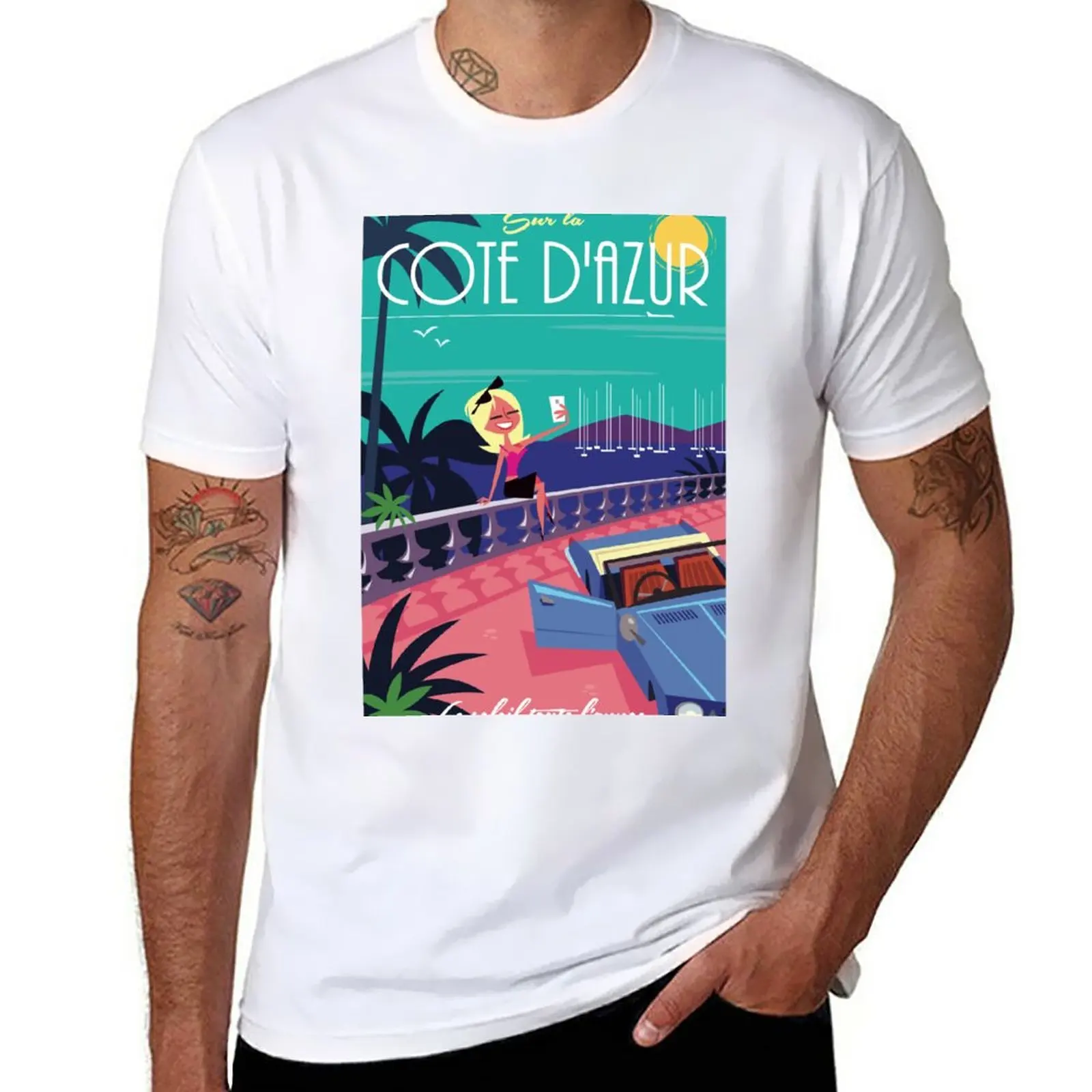 

New Sur la Cote D'Azur poster T-Shirt vintage clothes graphics t shirt heavy weight t shirts for men