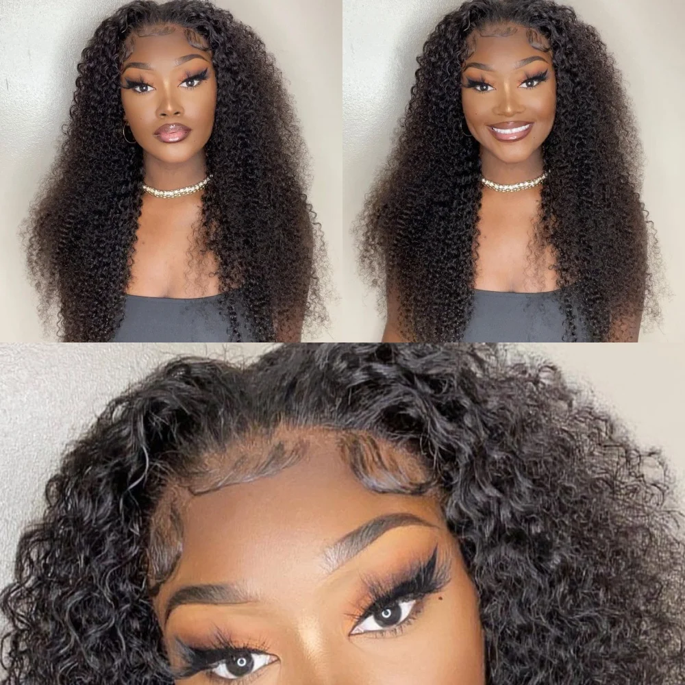

15A Super Double Drawn Jerry Curly Real 13x6 HD Lace Front Curly Brazilian Human Hair Wigs Pre Plucked 350% Density Glueless Wig