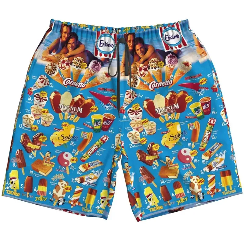 Chocolate Icecream Graphic Beach Shorts Hawaii Sport Beach Short Pant Men Frozen Ice Lolly Cornet Ice Cream Unisex Short pants