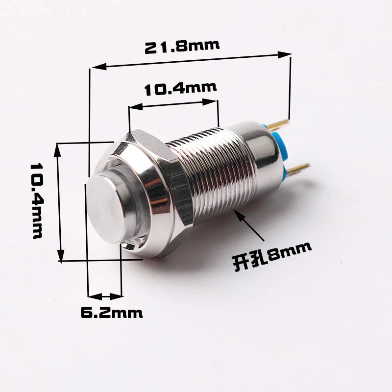 5pcs 8mm Metal Button Switch Self-resetting Momentary Button LED Light Small Start 6V 12V 24V
