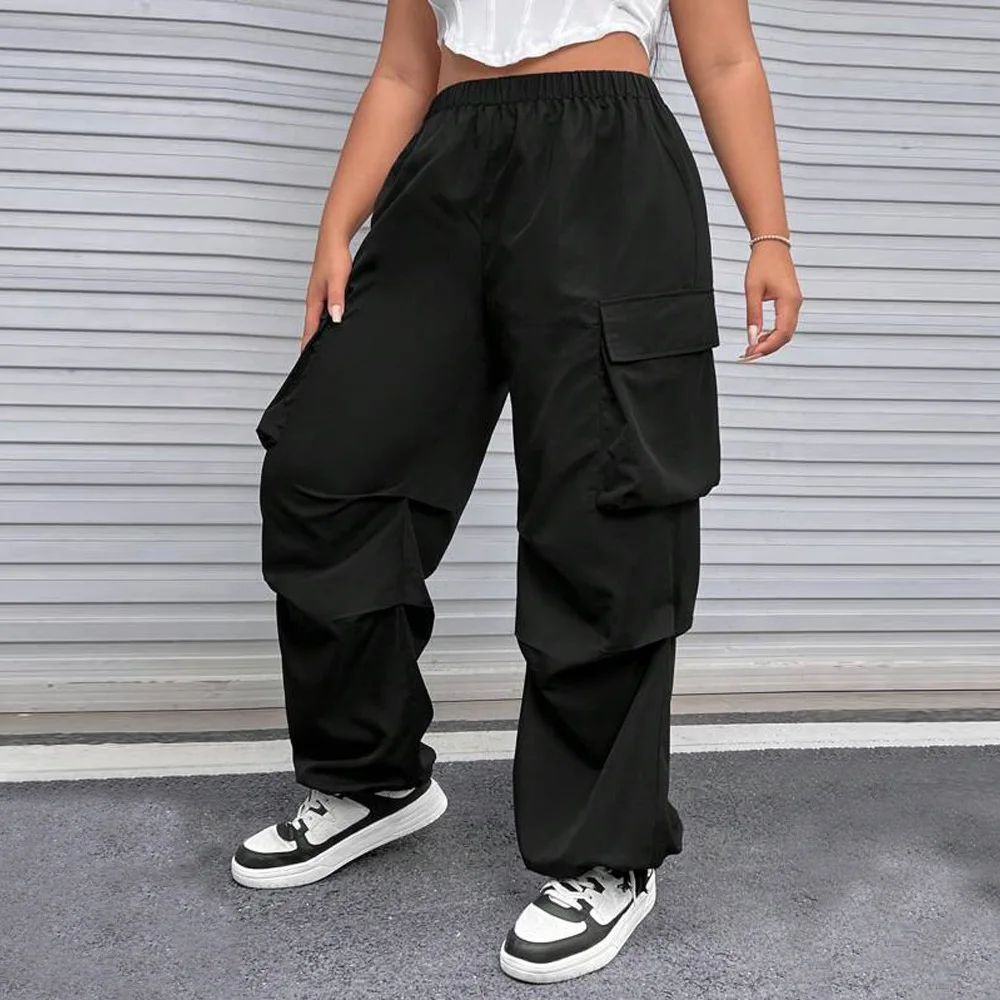 Pantaloni casual da donna in vita elastica taglie forti Pantaloni da lavoro Pantaloni da donna Faion di grandi dimensioni vestibilità comoda