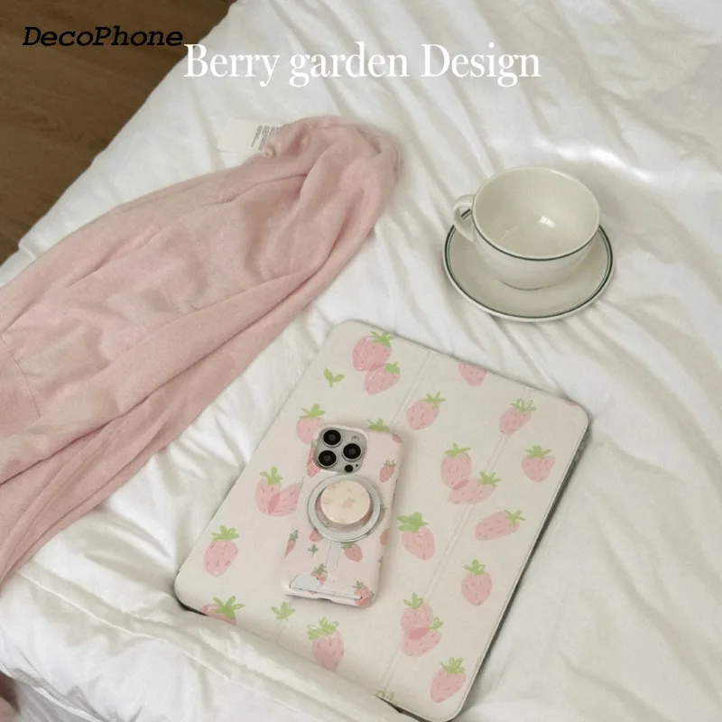 

ins Fresh Strawberry pattern Tablet Case for iPad Air 2024 Pro 11 inch Air 5/4 10.9 10th 7/8/9 10.2 Air 3 10.5 inch Cover Cases