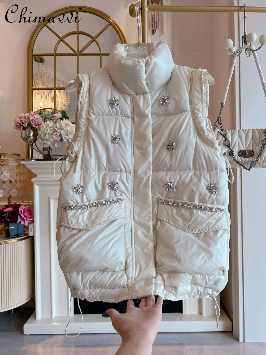 

Fashion Thickened Vest Jacket for Women 2025 Autumn and Winter New Heavy Double Pocket Sleeveless Loose Elegant Vests Coat