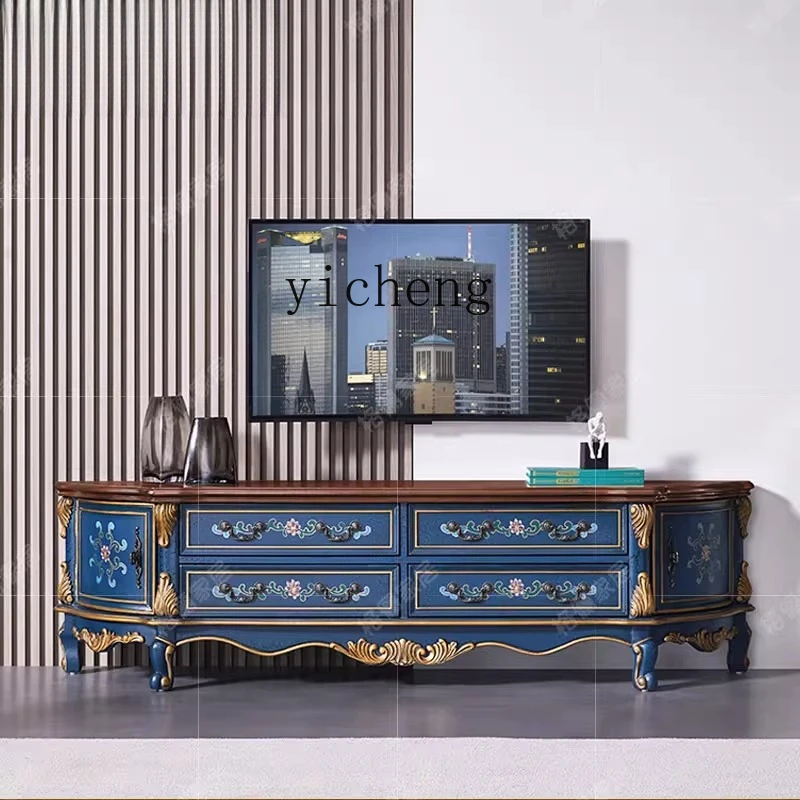 

LSL solid wood TV cabinet floor cabinet small apartment European living room