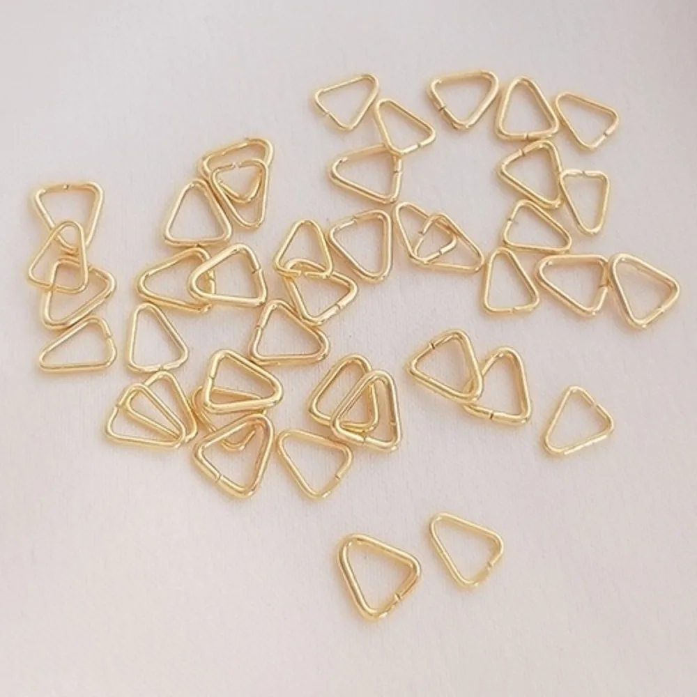 

Медные застежки 14-каратное золотого цвета, зажим с пряжкой, треугольное открывающееся кольцо, ручная работа, сделай сам, ювелирные аксессуары, серьги, материал шпильки