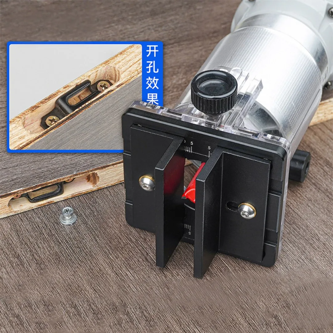 2-in-1 Woodworking Connector Slotting Cutter Invisible Joint with Straight Through Mortise Templates Edge Trimmer Cutter Tool