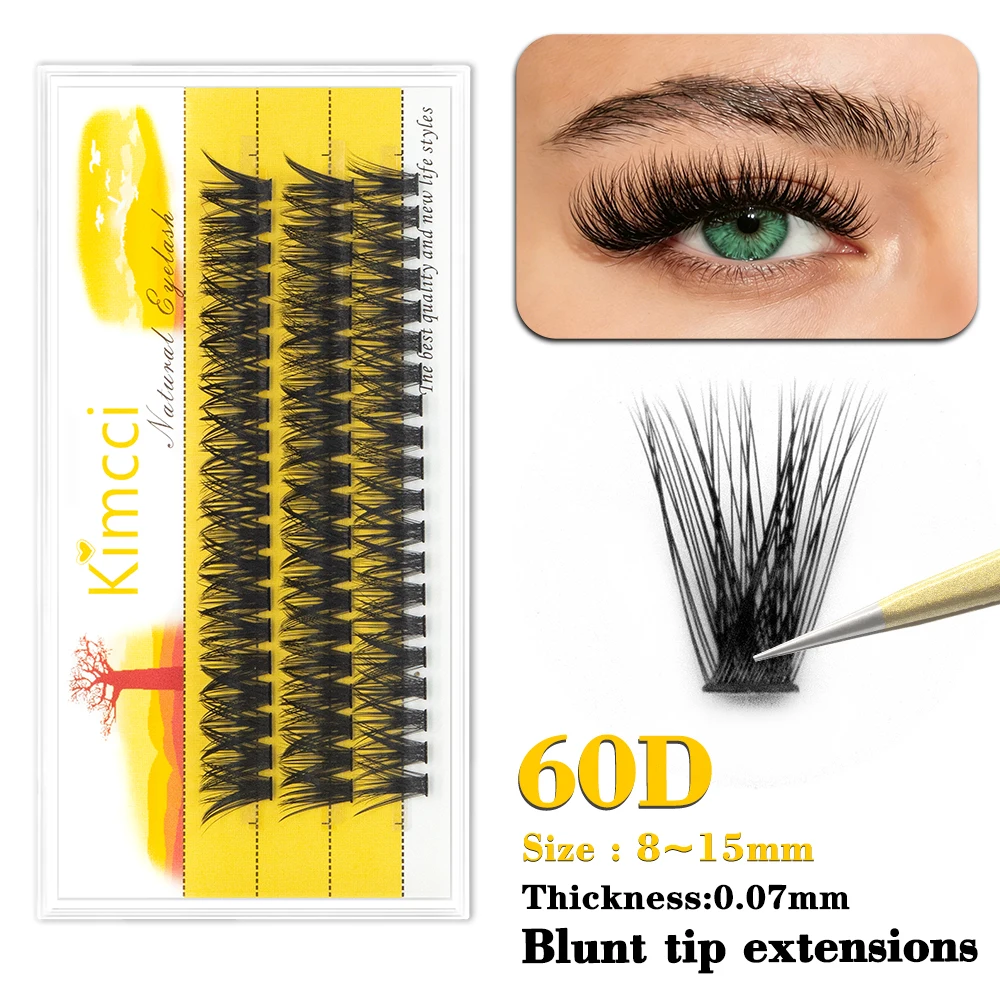 Kimcci 60D cils à pointe émoussée cils moelleux naturels, doux et volumineux, faux cils 3D sans cruauté pour un usage quotidien, faciles à appliquer